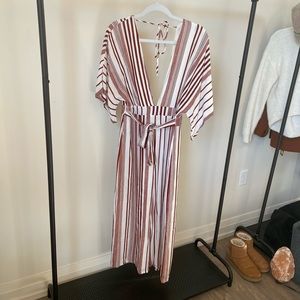 Striped low back romper